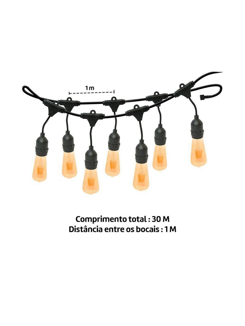 Varal De Luzes 30 M Bocal E-27 Bivolt Sem Lampadas Foxlux