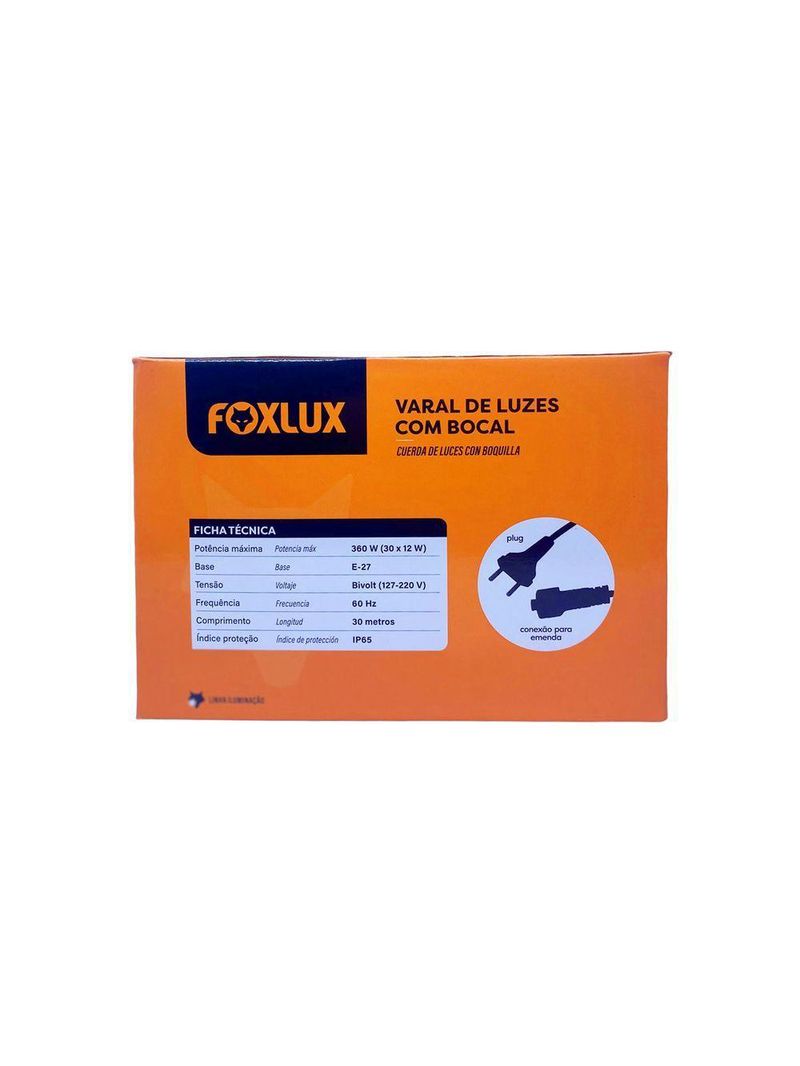Varal De Luzes 30 M Bocal E-27 Bivolt Sem Lampadas Foxlux