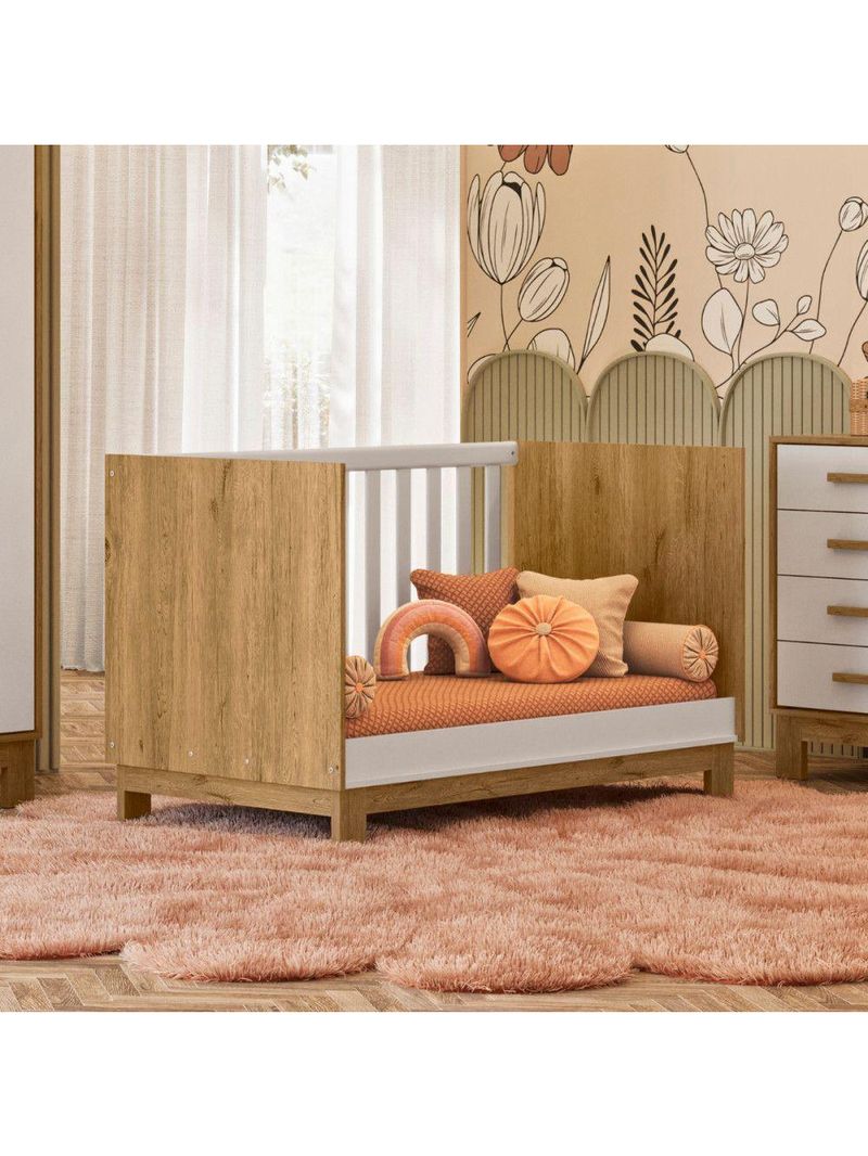Berço Americano 2 Em 1 Slim Mini Cama Freijo Branco Freijo Com Branco