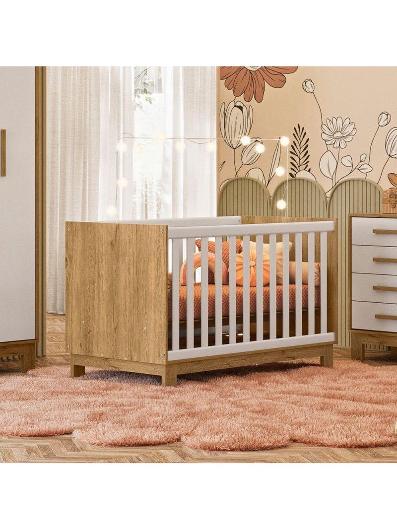 Berço Americano 2 Em 1 Slim Mini Cama Freijo Branco Freijo Com Branco