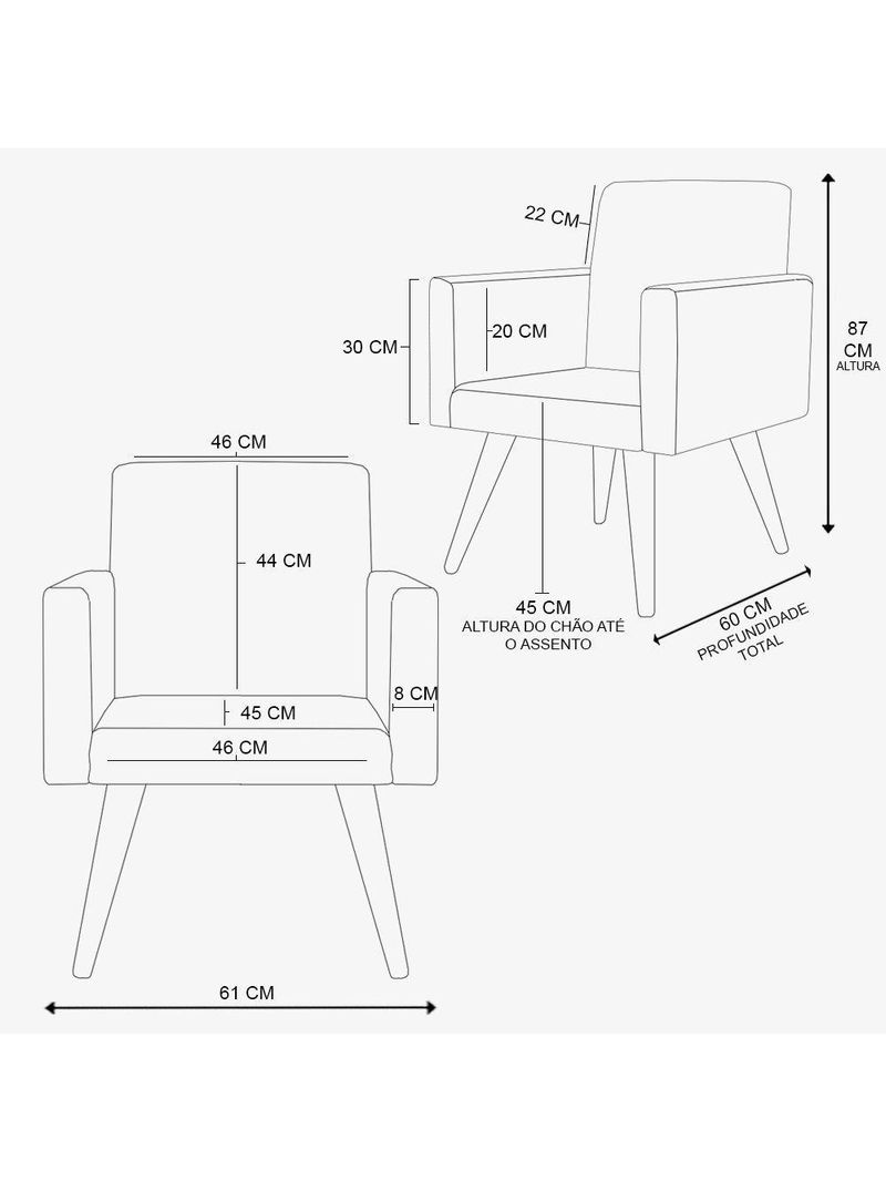 Kit Sofá Namoradeira + 2 Poltronas Decorativas bege