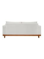 Kit 2 Poltronas Living + Sofá 3 Lugares Base Madeira Linho Bege
