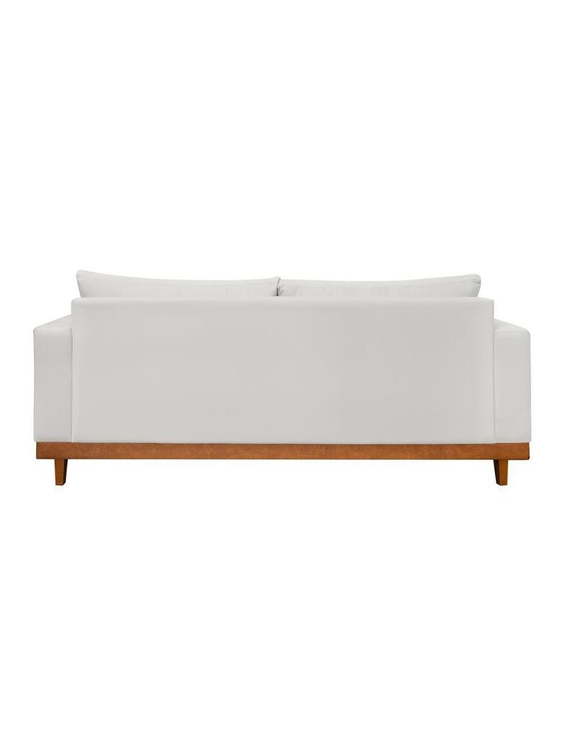 Kit 2 Poltronas Living + Sofá 3 Lugares Base Madeira Linho Bege