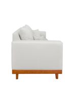 Kit 2 Poltronas Living + Sofá 3 Lugares Base Madeira Linho Bege