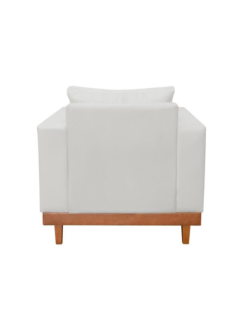 Kit 2 Poltronas Living + Sofá 3 Lugares Base Madeira Linho Bege
