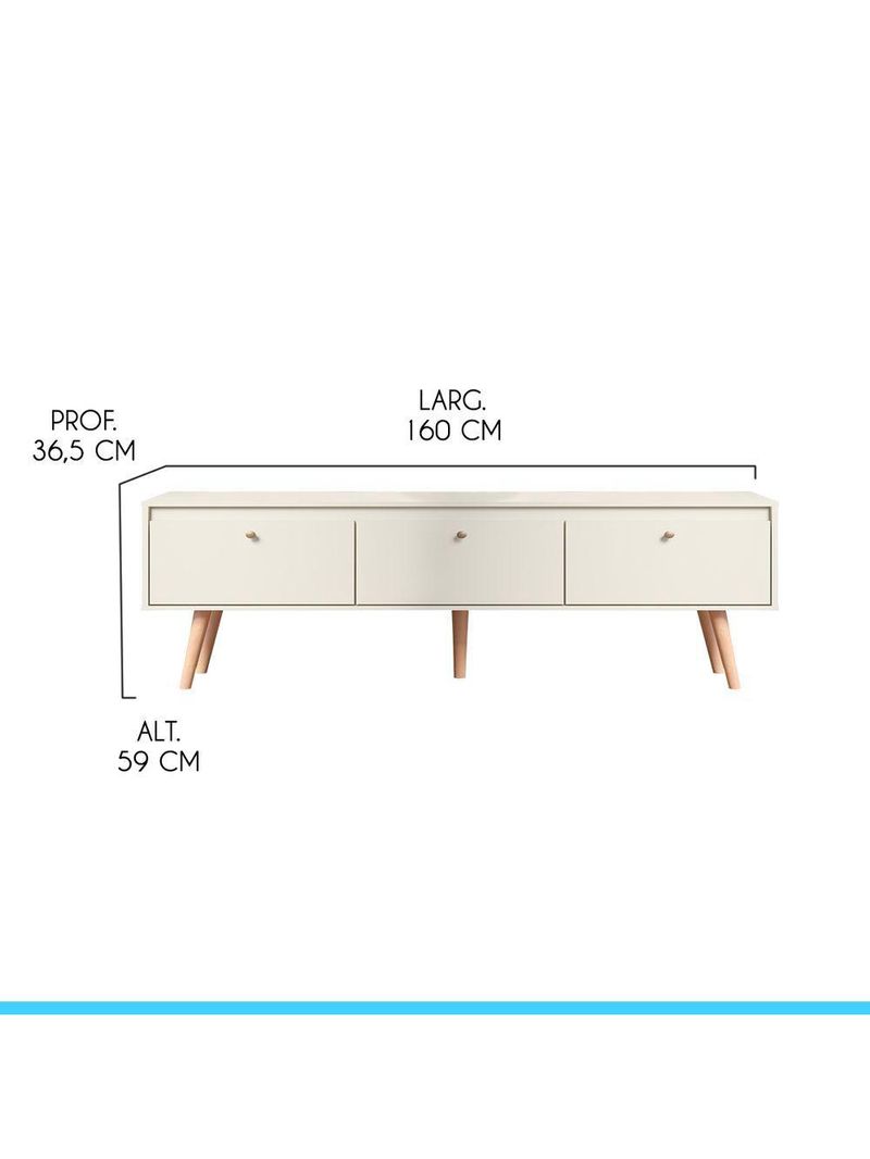 Rack Retrô Memphis Para Tv Até 65 Polegadas 3 Portas Menu Móveis Champanhe
