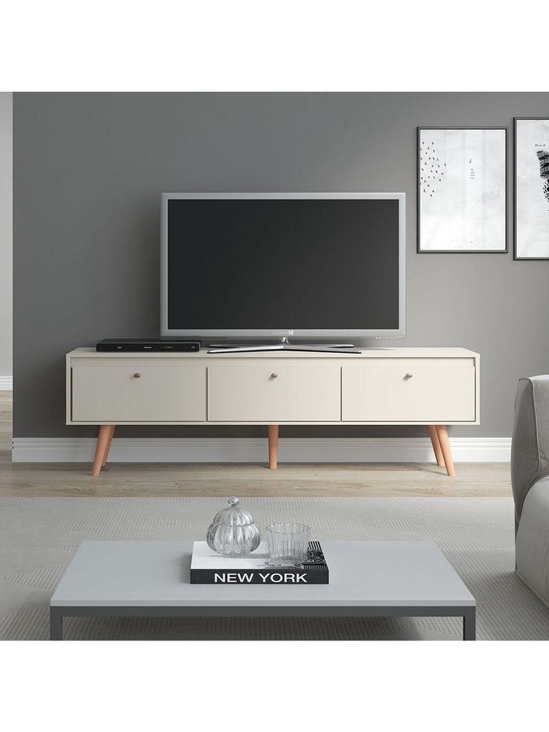 Rack Retrô Memphis Para Tv Até 65 Polegadas 3 Portas Menu Móveis Champanhe