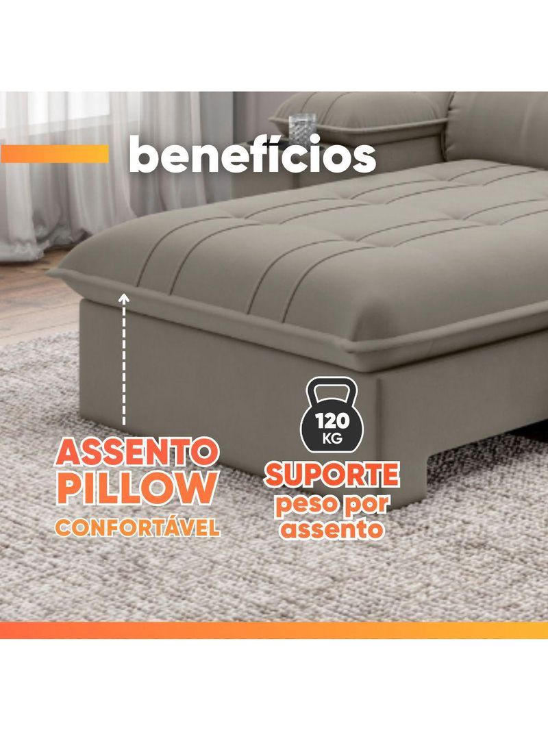 Sofá Retrátil E Reclinável 3 Lugares 2,10m Com Porta Copos Slim Stanley Castor