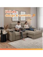 Sofá Retrátil E Reclinável 3 Lugares 2,10m Com Porta Copos Slim Stanley Castor
