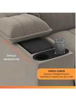 Sofá Retrátil E Reclinável 3 Lugares 2,10m Com Porta Copos Slim Stanley Castor