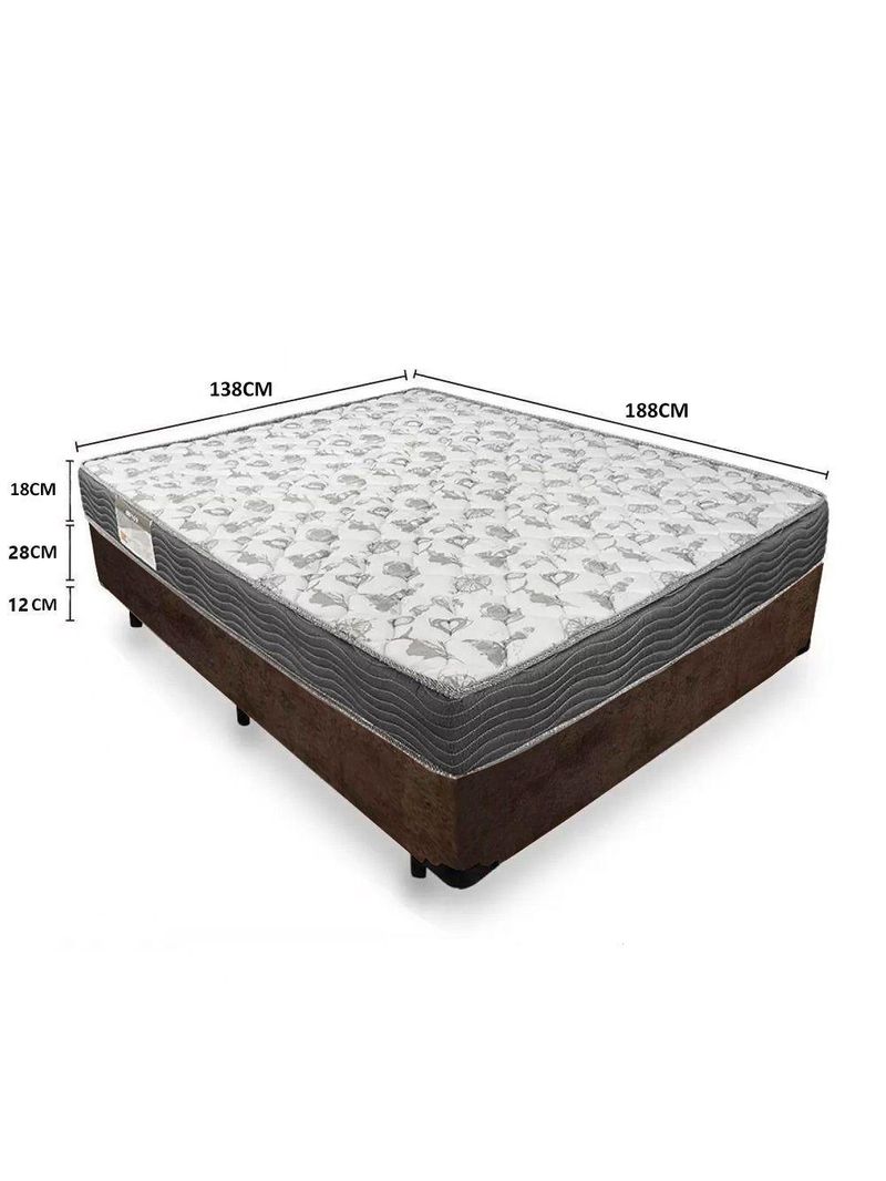 Cama Box Casal Suede + Colchão De Espuma D33 - Serene - 138cm Cor:marrom