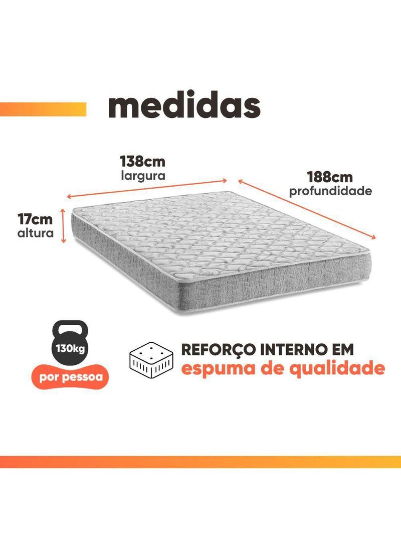 Cama Box Casal Espuma D33 Inducol Soft 138x188x55cm Cbp Cinza