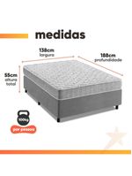 Cama Box Casal Espuma D33 Inducol Soft 138x188x55cm Cbp Cinza
