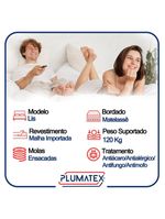 Cama Box Baú Casal Bipartido Suede Colchão Lis Molas Ensacadas Plumatex 138cm Cinza