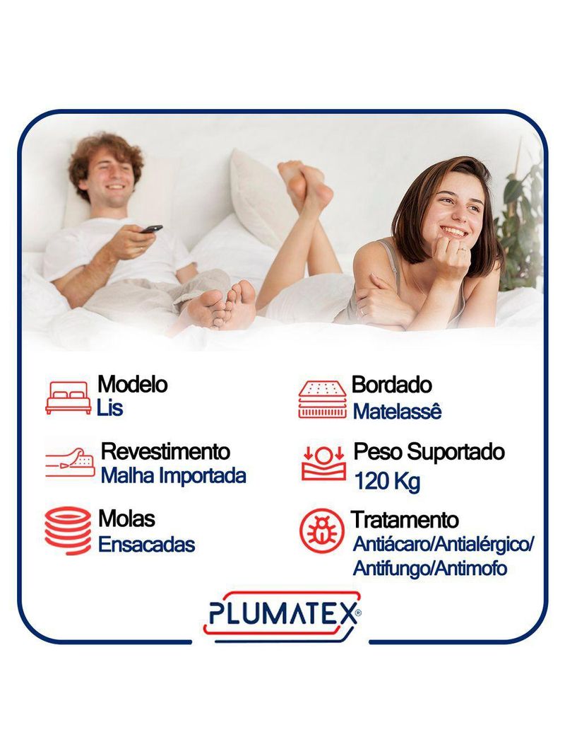 Cama Box Baú Casal Bipartido Suede Colchão Lis Molas Ensacadas Plumatex 138cm Cinza