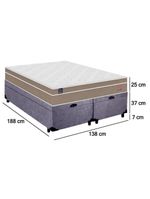 Cama Box Baú Casal Bipartido Suede Colchão Lis Molas Ensacadas Plumatex 138cm Cinza