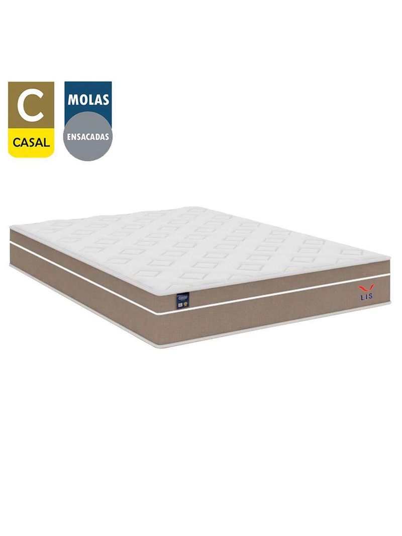 Cama Box Baú Casal Bipartido Suede Colchão Lis Molas Ensacadas Plumatex 138cm Cinza