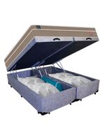 Cama Box Baú Casal Bipartido Suede Colchão Lis Molas Ensacadas Plumatex 138cm Cinza