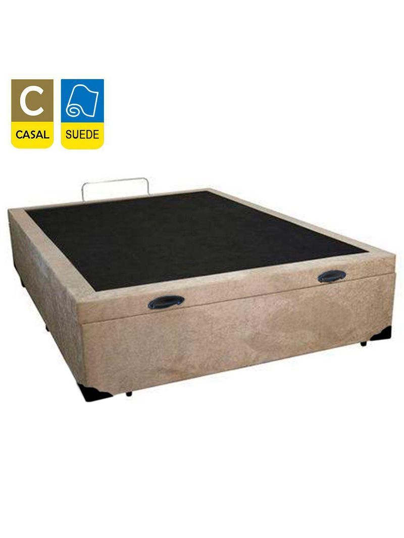 Cama Box Baú Casal Suede + Colchão De Espuma D33 - Sereneprime - 138cm Cor:bege