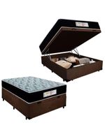 Cama Box Baú Casal Suede + Colchão Molas Ensacadas Sereneprime Sonnolux 138x188x69 Cor:marrom