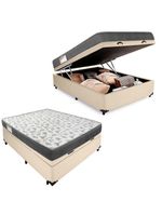 Cama Box Baú Casal Sintético + Colchão De Espuma D33 - Sereneprime - 138cm Cor:bege