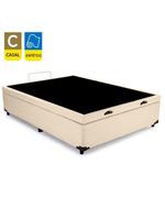 Cama Box Baú Casal Sintético + Colchão De Espuma D33 - Sereneprime - 138cm Cor:bege