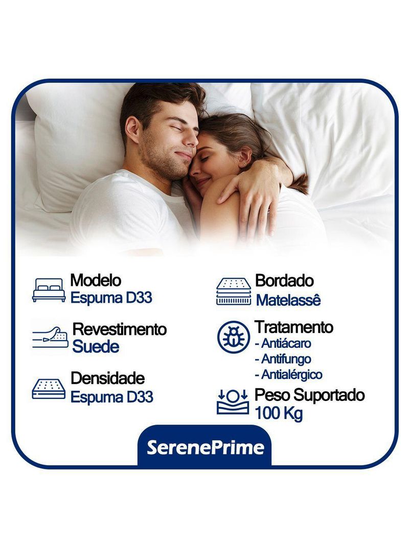 Cama Box Baú Casal Sintético + Colchão De Espuma D33 - Sereneprime - 138cm Cor:bege