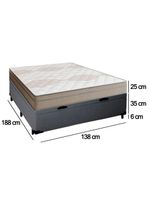 Cama Box Baú Casal Sintético + Colchão De Molas Ensacadas Portobel Ipanema - 138x188x66cm Cinza