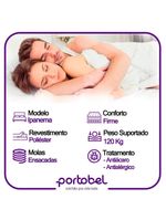 Cama Box Baú Casal Sintético + Colchão De Molas Ensacadas Portobel Ipanema - 138x188x66cm Cinza