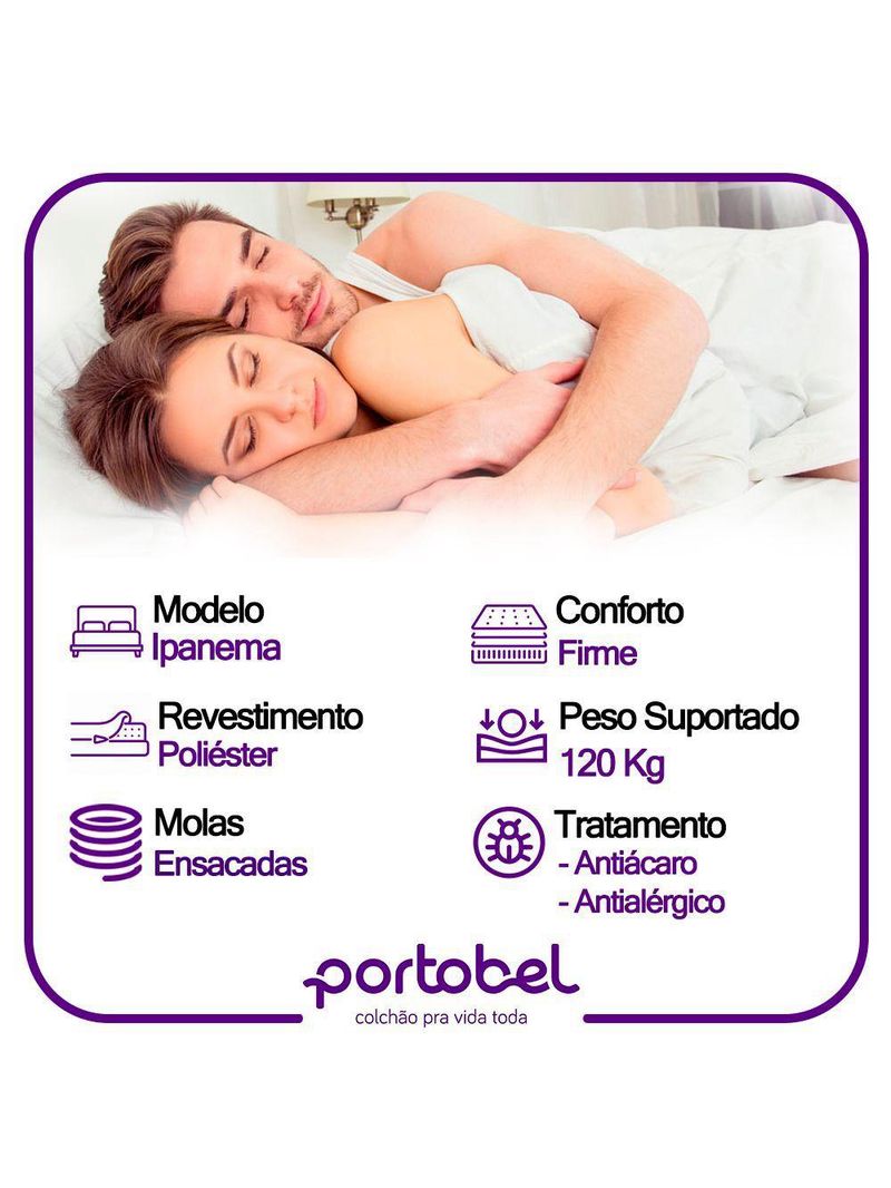 Cama Box Baú Casal Sintético + Colchão De Molas Ensacadas Portobel Ipanema - 138x188x66cm Cinza