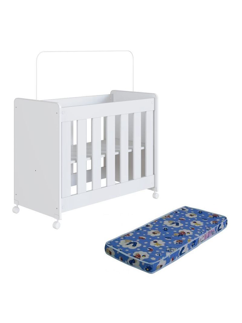 Mini Berço Infantil Moisés Multifuncional 4 Em 1 Com Colchão E Rodas Para Quarto De Bebê Branco