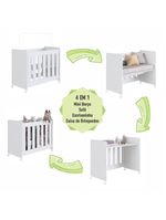 Mini Berço Infantil Moisés Multifuncional 4 Em 1 Com Colchão E Rodas Para Quarto De Bebê Branco