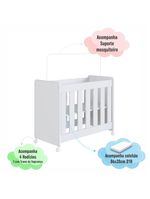 Mini Berço Infantil Moisés Multifuncional 4 Em 1 Com Colchão E Rodas Para Quarto De Bebê Branco