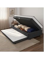Cama Bibox Com Baú Solteiro Ortopédica Com Cama Auxiliar Conjugada 88x188x51cm Gabi Cinza/branco