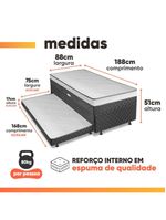 Cama Bibox Com Baú Solteiro Ortopédica Com Cama Auxiliar Conjugada 88x188x51cm Gabi Cinza/branco