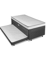 Cama Bibox Com Baú Solteiro Ortopédica Com Cama Auxiliar Conjugada 88x188x51cm Gabi Cinza/branco