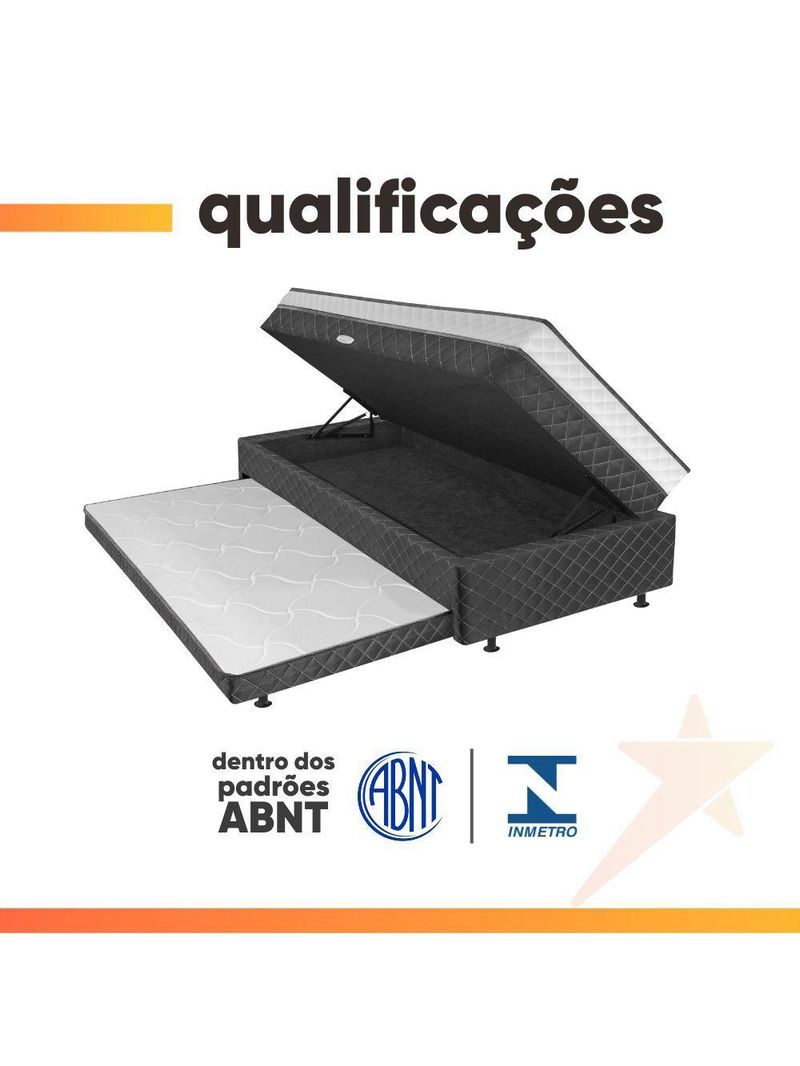 Cama Bibox Com Baú Solteiro Ortopédica Com Cama Auxiliar Conjugada 88x188x51cm Gabi Cinza/branco