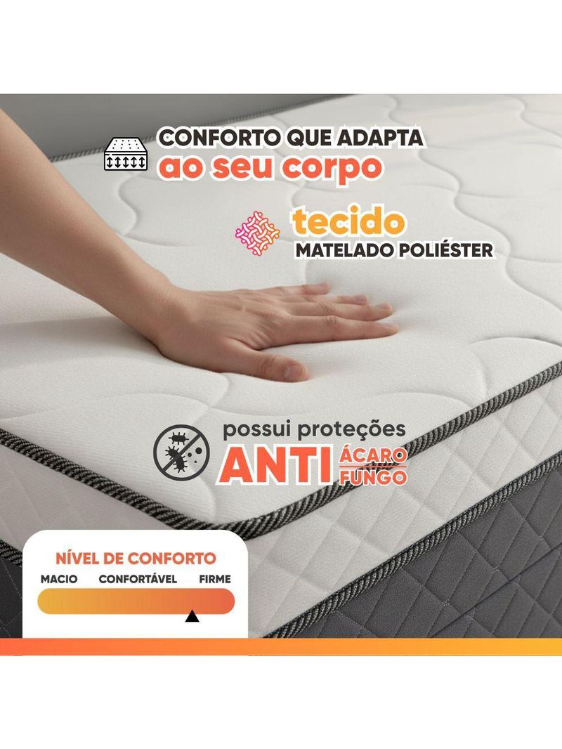 Cama Bibox Com Baú Solteiro Ortopédica Com Cama Auxiliar Conjugada 88x188x51cm Gabi Cinza/branco