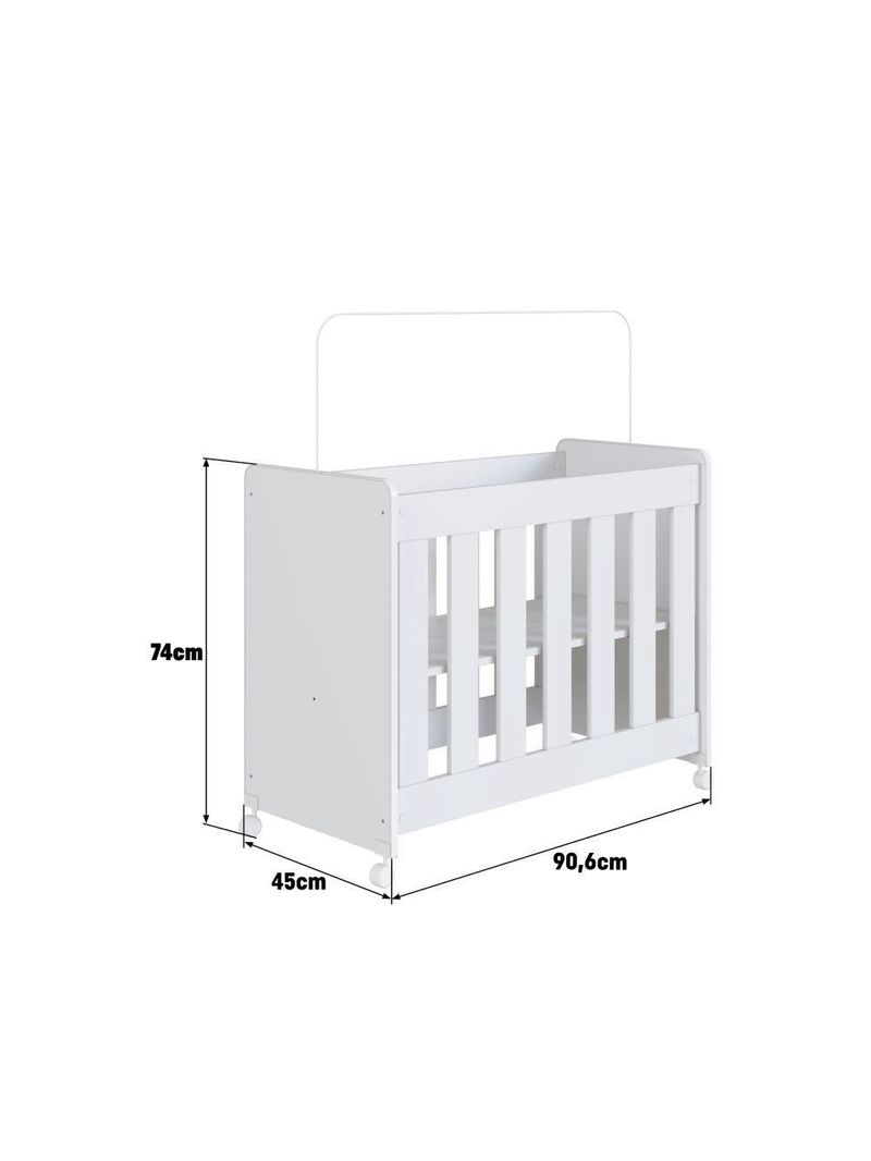 Mini Berço Infantil Moisés Multifuncional 4 Em 1 Com Rodas Para Quarto De Bebê Branco