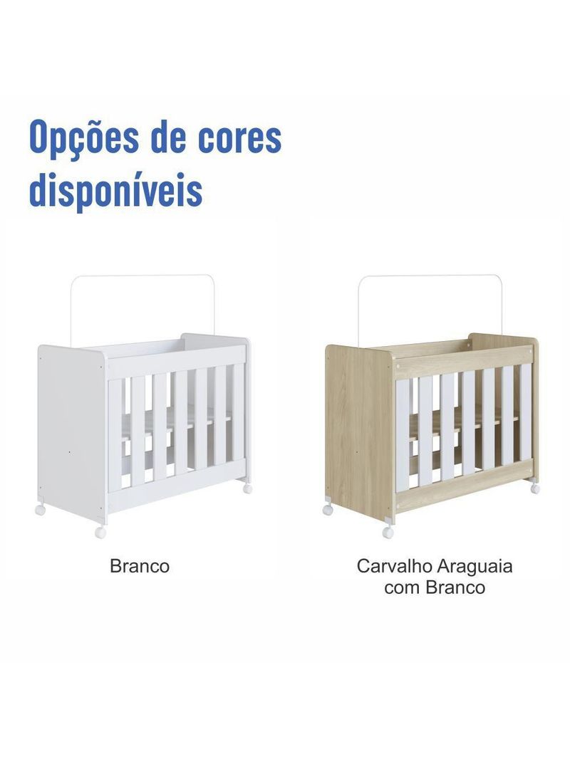 Mini Berço Infantil Moisés Multifuncional 4 Em 1 Com Rodas Para Quarto De Bebê Branco