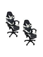 Kit 2 Cadeiras Gamer Stillus Oficial Apoio De Pés Preta / Branca