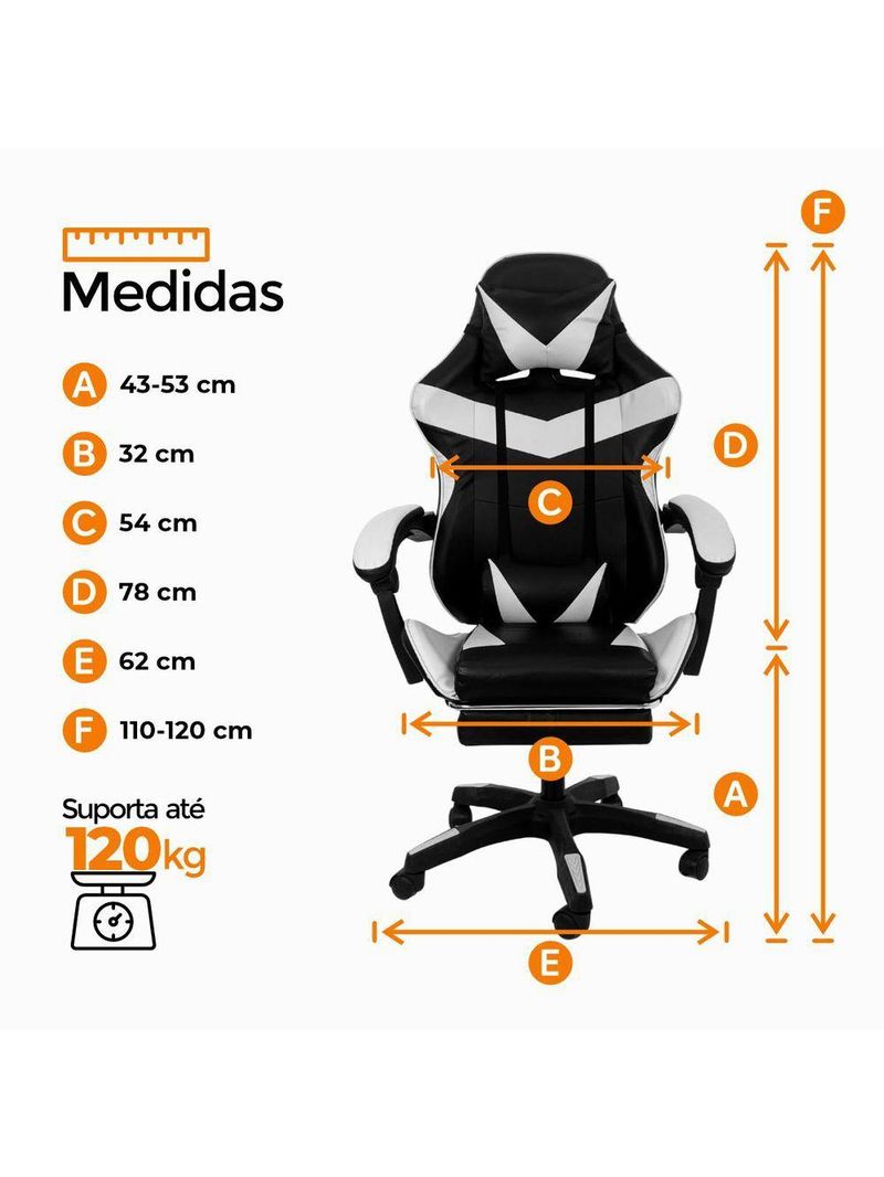 Kit 2 Cadeiras Gamer Stillus Oficial Apoio De Pés Preta / Branca