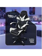 Kit 2 Cadeiras Gamer Stillus Oficial Apoio De Pés Preta / Branca