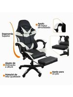 Kit 2 Cadeiras Gamer Stillus Oficial Apoio De Pés Preta / Branca