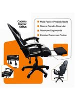 Kit 2 Cadeiras Gamer Stillus Oficial Apoio De Pés Preta / Branca