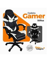 Kit 2 Cadeiras Gamer Stillus Oficial Apoio De Pés Preta / Branca