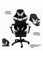 Kit 2 Cadeiras Gamer Stillus Oficial Apoio De Pés Preta / Branca