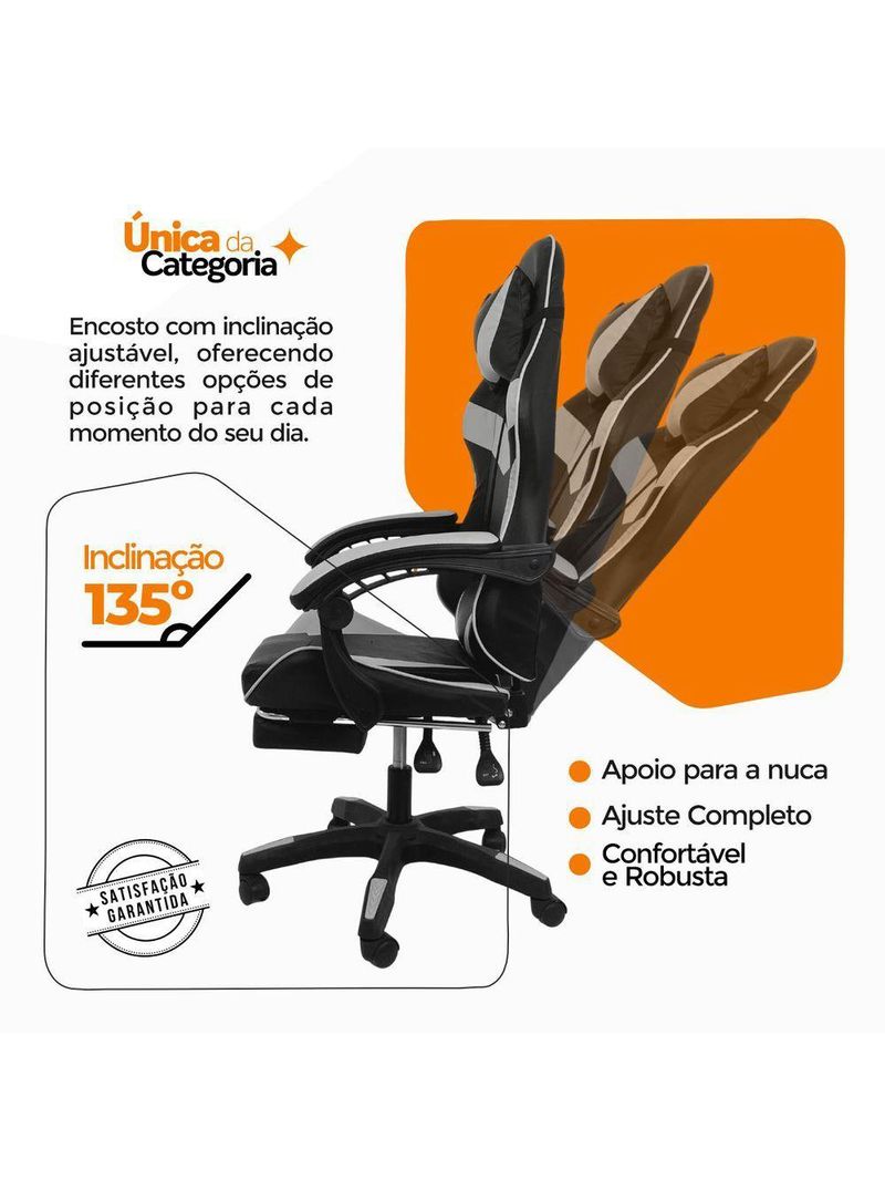 Kit 2 Cadeiras Gamer Stillus Oficial Apoio De Pés Preta / Branca