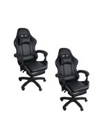 Kit 2 Cadeiras Gamer Stillus Ergonômica Com Apoio Para Os Pés Preto
