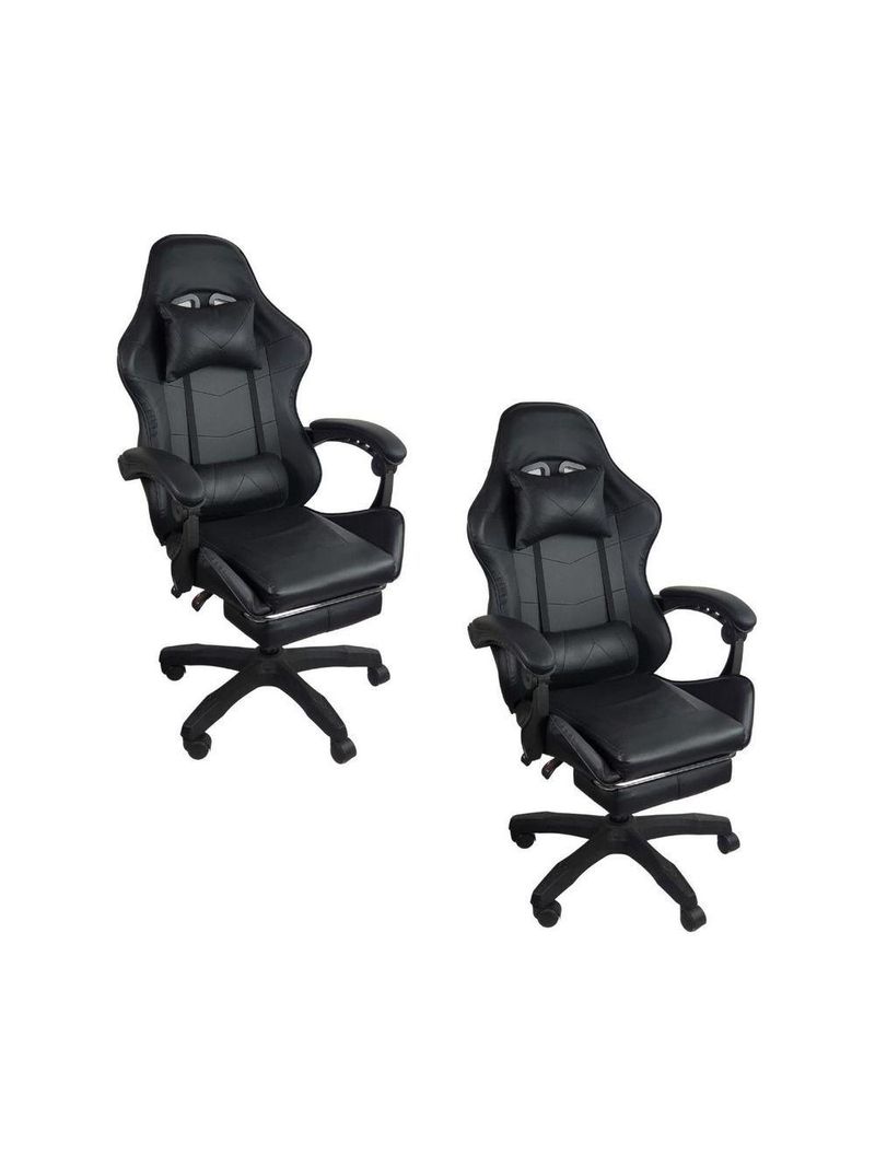 Kit 2 Cadeiras Gamer Stillus Ergonômica Com Apoio Para Os Pés Preto